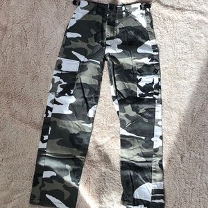 Youth Unisex Cargo Army Pants Grey Camo